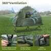 1-Person Folding Camping Tent with Sunshade & Air Mattress