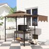 8' x 5' Outdoor Grill Gazebo û BBQ Shelter with Shelves & Awning (Brown)