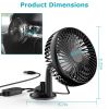 Portable Rotatable USB Car Cooling Fan – Clip & Suction Mount for SUV, RV, Pickup with 3 Speeds