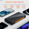20000mAh Wireless Power Bank: Fast Charging, Solar, Dual Flashlights, Carabiner