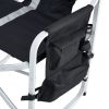 Padded Folding Chair with Side Table and Storage Pockets