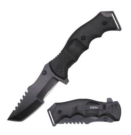 5" Closed Tactical Spring Assisted Open Pocket Knife Black Cleaver Folding Blade