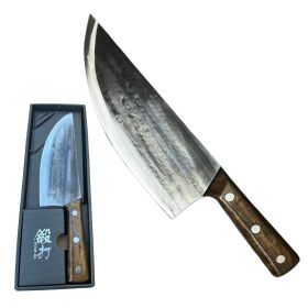 12.75 Inch Handmade Forged High Carbon Steel Kitchen Chef & Butcher Knife – Full Tang with Real Wood Handle