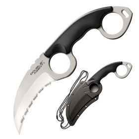 Cold Steel Double Agent I Neck Knife – 3" Serrated AUS-8A Fixed Blade with Griv-Ex Handle & Secure-Ex Sheath