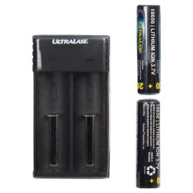 Ultralast UL1865K-26 18650 Lithium-Ion Charger & Battery Combo Kit – Dual-Slot Charger with Two 18650 Batteries