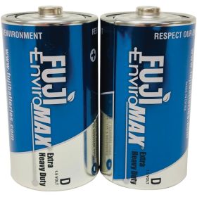 FUJI ENVIROMAX 3100BP2 EnviroMax D Extra Heavy-Duty Carbon Zinc Batteries – 1.5V, 2 Pack