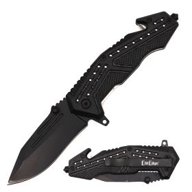 Day Zero Survival 8" Tactical Rescue Spring Assisted Folding Pocket Knife – Black