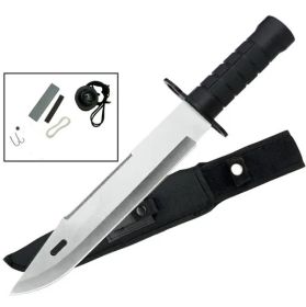 Day Zero Survival 15" Tactical Hunting Bowie Knife with Survival Kit & Compass