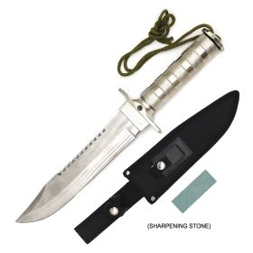 Day Zero Survival 15" Tactical Hunting Fixed Blade Knife with Survival Kit & Compass