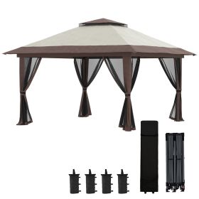 13' x 13' Garden Gazebo û Pop-Up Canopy with Netting (Beige)