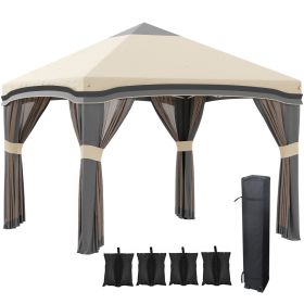 10' x 10' Pop-Up Canopy û Adjustable with Netting & Wheeled Bag (Beige)