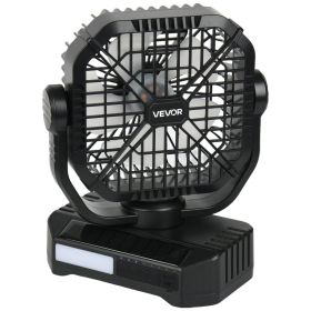 10,400mAh Solar Camping Fan with LED Lantern – 8"–9" Portable 7W Fan with Solar Panel