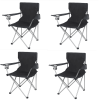 4-Pack Basic Quad Folding Camp Chairs with Cup Holders – Black