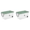 Extra Large Storage Bin, 160 Quart Wheeled Clear Plastic Storage Container with Handle, Pack of 2