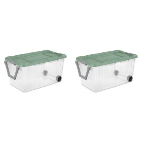 Extra Large Storage Bin, 160 Quart Wheeled Clear Plastic Storage Container with Handle, Pack of 2