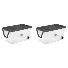 Extra Large Storage Bin, 160 Quart Wheeled Clear Plastic Storage Container with Handle, Pack of 3