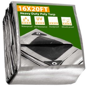 16x20ft Heavy Duty Poly Tarp/ Silver + Black