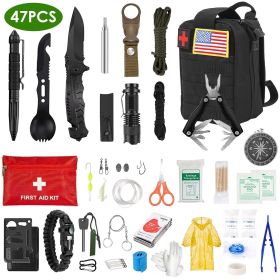 47-Pc Emergency Survival Kit – EDC Gear, First Aid & Tools with Pouch for Outdoor Adventures