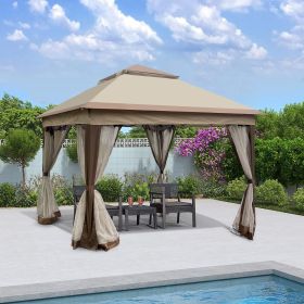 11' x 11' Pop-Up Gazebo Canopy û 2-Tier with Removable Netting (Coffee)