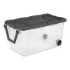 Extra Large Storage Bin, 160 Quart Wheeled Clear Plastic Storage Container with Handle, Pack of 3