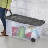 Extra Large Storage Bin, 160 Quart Wheeled Clear Plastic Storage Container with Handle, Pack of 3