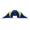 9-Person Camping Tent, Blue & Yellow Fabric