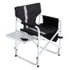 Padded Folding Chair with Side Table and Storage Pockets