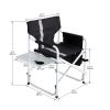 Padded Folding Chair with Side Table and Storage Pockets