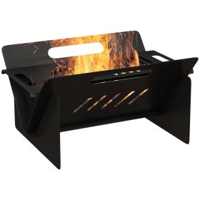 Outsunny 3-In-1 Portable Wood Burning Fire Pit / Stove / Coffee Table with Carrying Bag