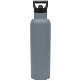 Fifty-Fifty 21 Oz Vacuum Insulation Water Bottle with Straw Cap (Color: Grey, Size: 21oz)