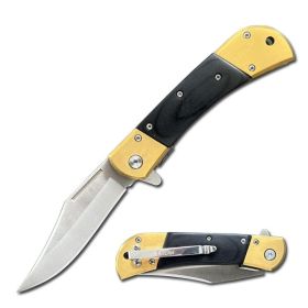 4.75" Closed Spring Assisted Knife With Overlay Handle - 2 Color Selection (Color: Gold)