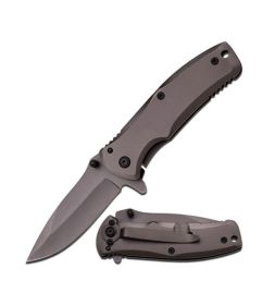 3.5" Stainless Steel Spring Assisted Folding Knife - 3 Color Selection (Color: Grey)
