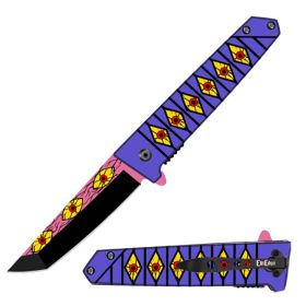9" Tanto Blade Spring Assisted Pocket Knife - 8 Color Selection (Color: Kokushibo's Demon)