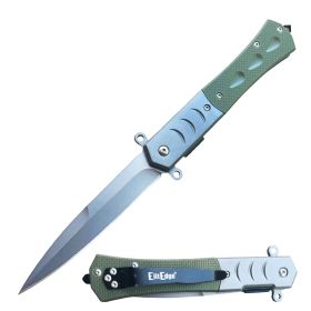 Military G10 Spring Assisted Pocket Knife Spear Point Blade - 2 Color Selection (Color: Green)