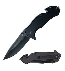 4" Closed Tactical Rescue EDC Spring Assisted Folding Pocket Knife - 4 Color Selection (Color: Black)