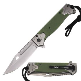 9.25" Tactical Spring Assisted Open Pocket Knife G10 Handle - 2 Color Selection (Color: Green)