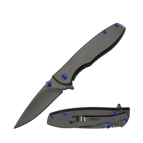 3.75" Closed Spring Assist Pocket Knife - 2 Color Selection (Color: Grey/Blue)