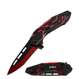 8.25" ElectroPlated Spring Assisted Opening Pocket Knife - 2 Color Selection (Color: Red)