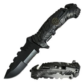 Military Spring Assisted Open Tactical Rescue Folding Pocket Knife - 2 Color Selection (Color: Black)