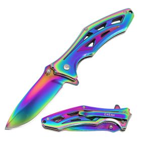 4.75" Closed Spring Assisted Stainless Steel Pocket Knife - 4 Color Selection (Color: Titanium)