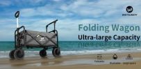 Whitsunday Folding Wagon 8" Heavy Duty Wheels with Push Bar (Standard Size PLUS)