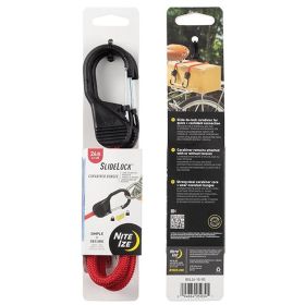 SLIDELOCK CARABINER BUNGEE (Color: Red, Size: 24")