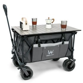 Whitsunday Moko Compact Plus Outdoor Camping Garden Folding collasible Wagon cart with Table Plate (Color: Grey)