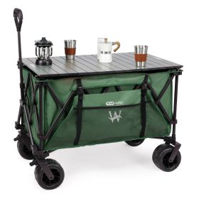 Whitsunday Moko Large Folding Wagon Cart with Aluminum Table Plate (Color: Green)