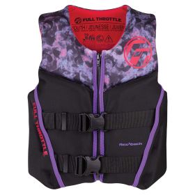 Full Throttle Rapid-Dry Flex-Back Life Jacket (Color: Pink/Black, Size: Youth)