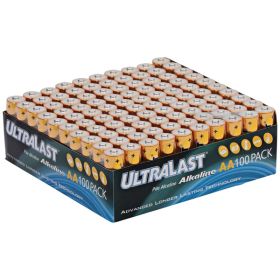 Ultralast ULA2AA AA Alkaline Batteries – 1.5V Long-Lasting Power (Available in 2 Pack, 4 Pack & 100 Pack) (Pack: 100)