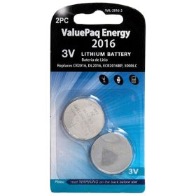 Dantona VAL-2016 ValuePaq Energy CR2016 3V Lithium Coin Cell Batteries – Available in 2 Pack & 5 Pack (Pack: 2)