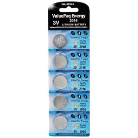 Dantona VAL-2016 ValuePaq Energy CR2016 3V Lithium Coin Cell Batteries – Available in 2 Pack & 5 Pack (Pack: 5)