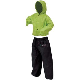 POLLY WOGGS KID'S RAIN SUIT - GREEN/BLACK (Size: Medium)