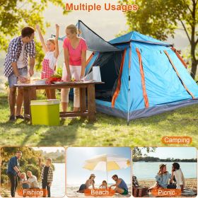 4–5 Person Pop-Up Camping Tent – Instant Setup, Waterproof with Mosquito Net Windows (Color: Blue)